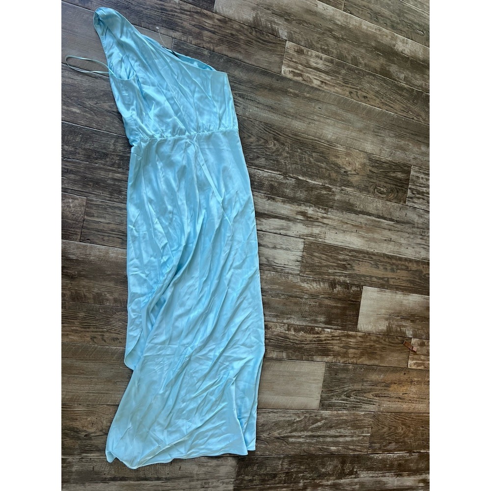 Abercrombie and Fitch One Shoulder Satin Knotted Midi‎ Dress Small TALL Blue - Picture 9 of 11